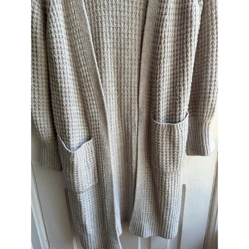 Abercrombie & Fitch Long Open-Front Waffle Knit Cardigan Sweater - Picture 6 of 8